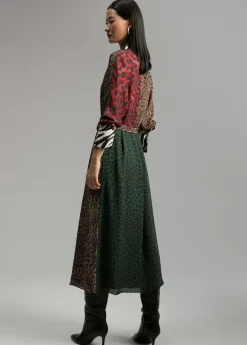 Vestido animal print combinado