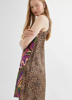 Vestido estampado animal combinado