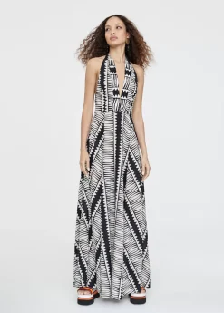 Vestido halter estampado étnico