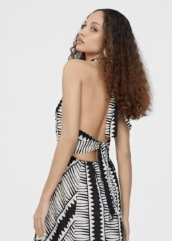 Vestido halter estampado étnico