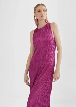 Vestido largo efecto plisado