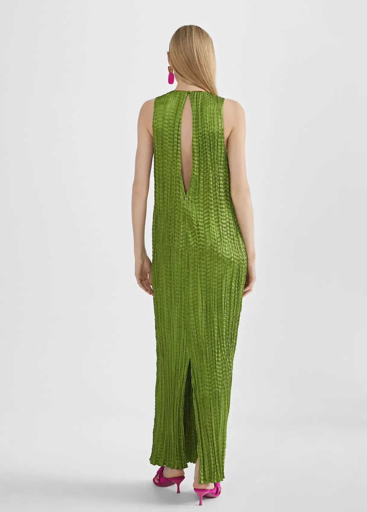 Vestido largo efecto plisado