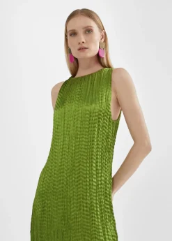 Vestido largo efecto plisado