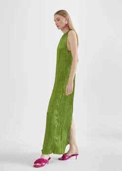Vestido largo efecto plisado