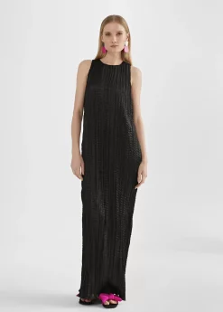 Vestido largo efecto plisado