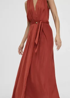 Vestido largo escote pico