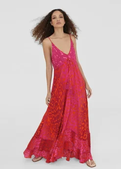 Vestido largo estampado animal print