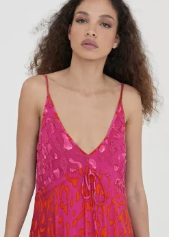 Vestido largo estampado animal print