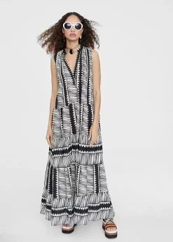 Vestido largo estampado étnico