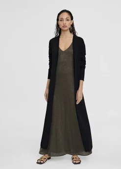 Vestido largo negro y dorado