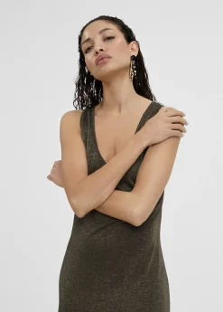 Vestido largo negro y dorado