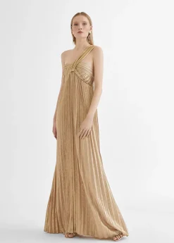 Vestido largo plisado tirante