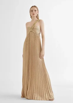 Vestido largo plisado tirante
