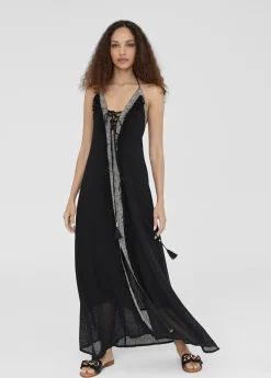 Vestido largo tejido desagujado