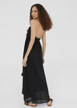 Vestido largo tejido desagujado