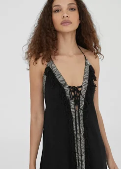 Vestido largo tejido desagujado