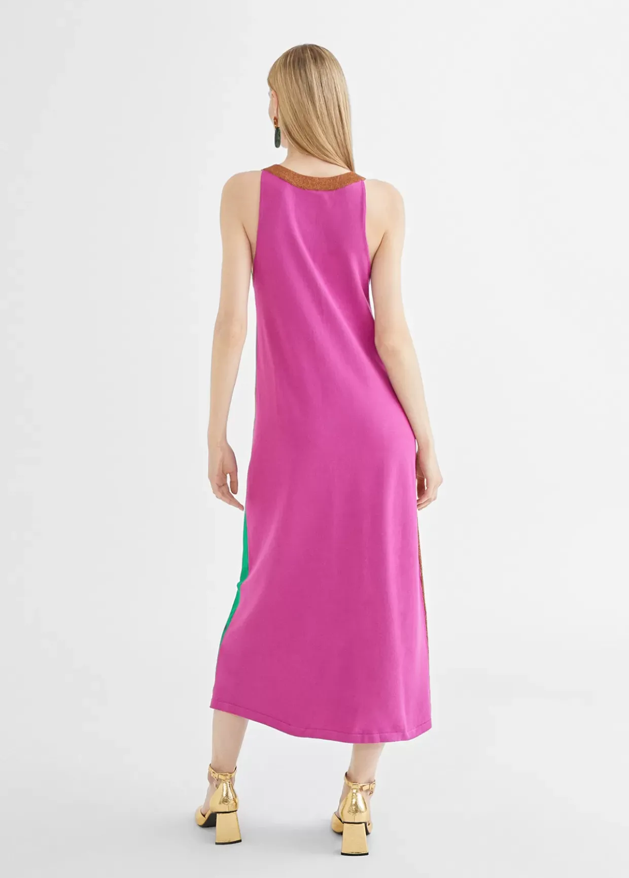 Vestido largo tricolor