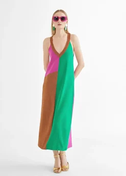 Vestido largo tricolor