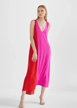 Vestido midi bicolor