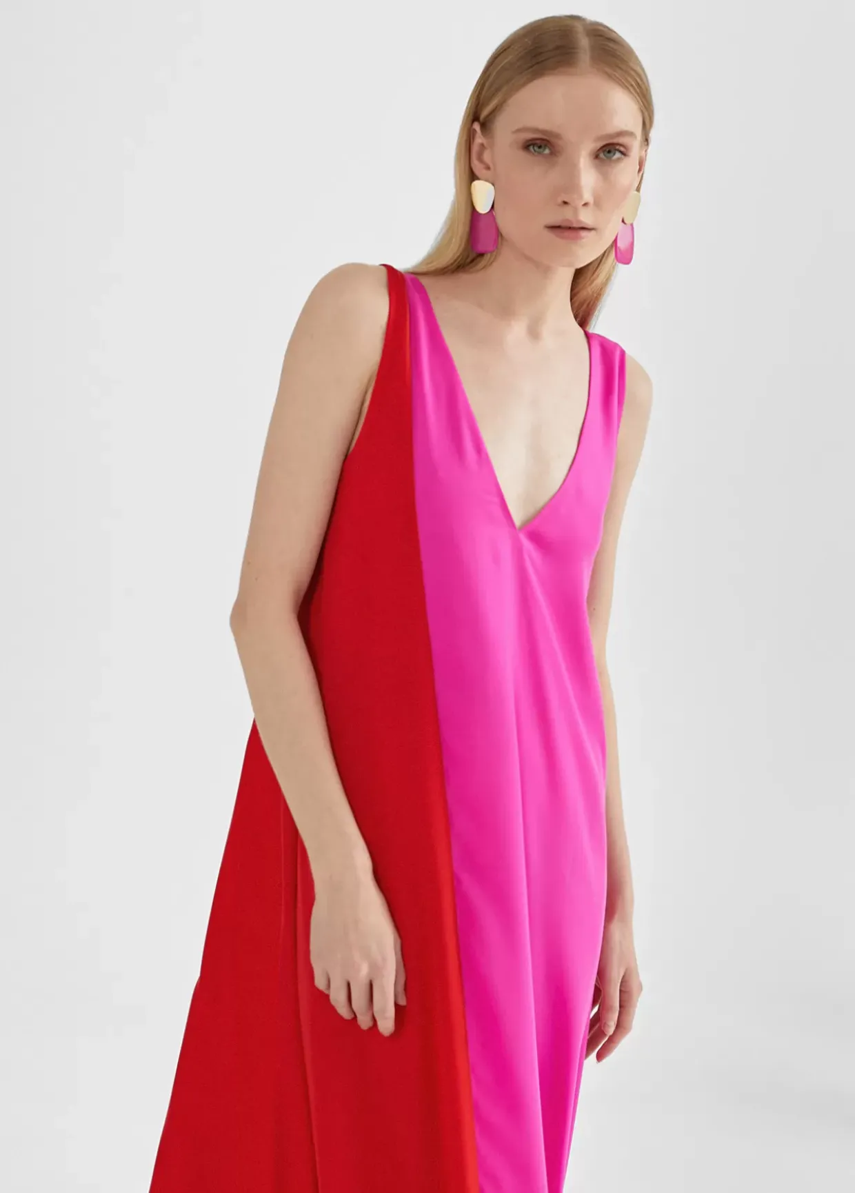 Vestido midi  bicolor