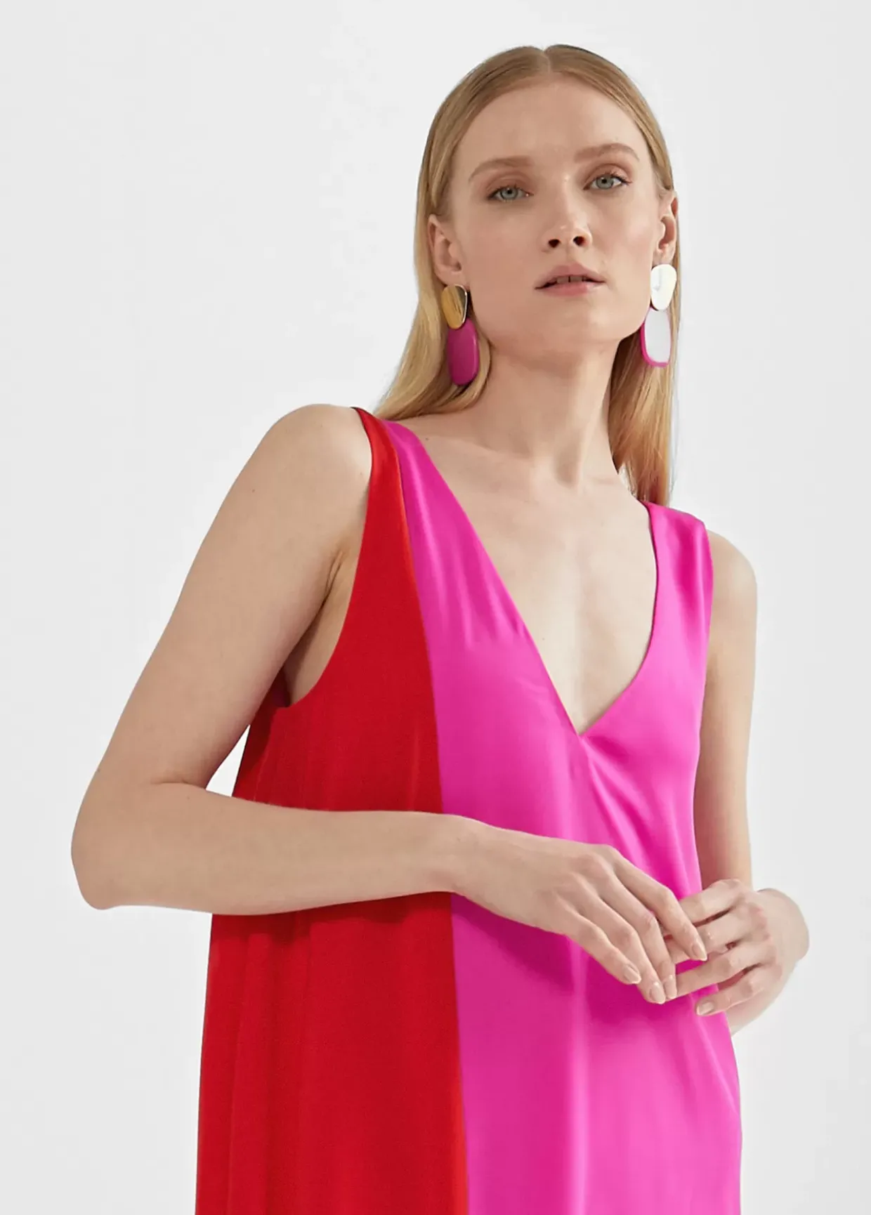 Vestido midi  bicolor