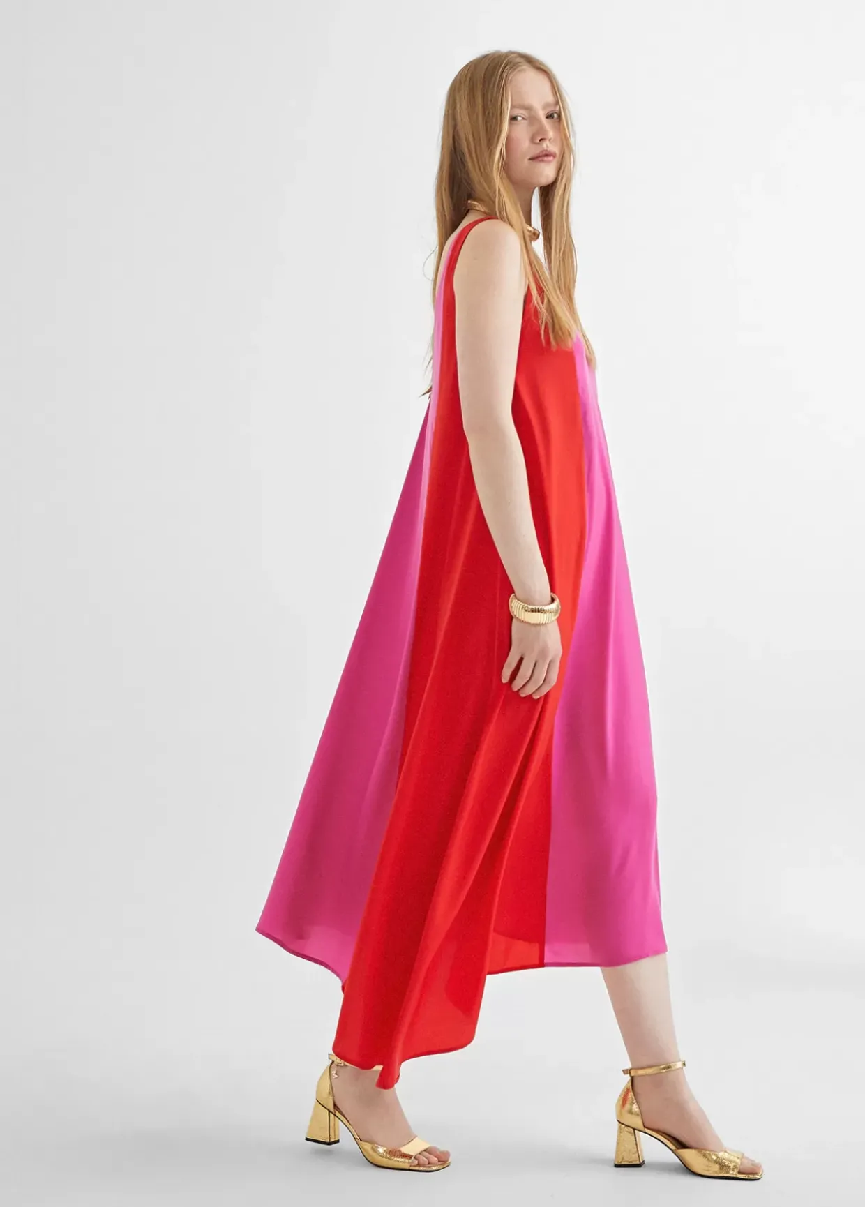 Vestido midi  bicolor