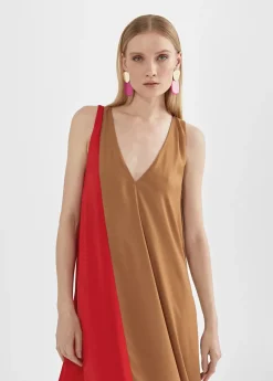 Vestido midi bicolor