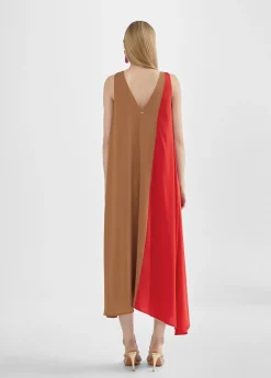 Vestido midi bicolor