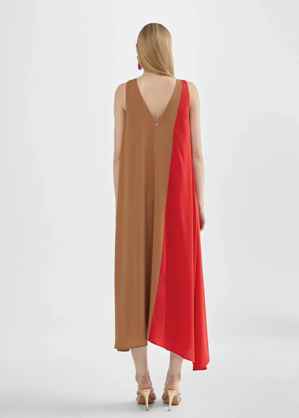 Vestido midi bicolor