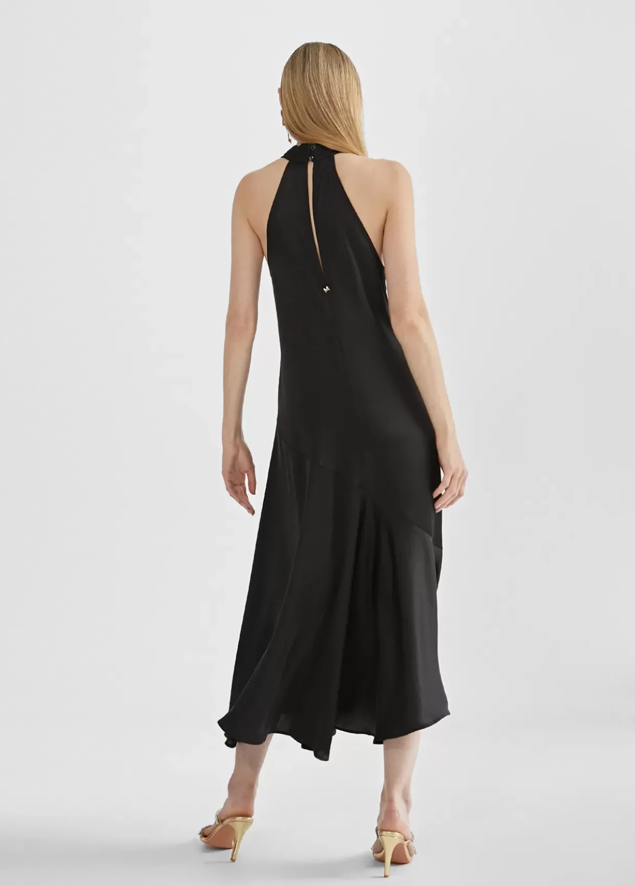 Vestido midi cuello halter cruzado