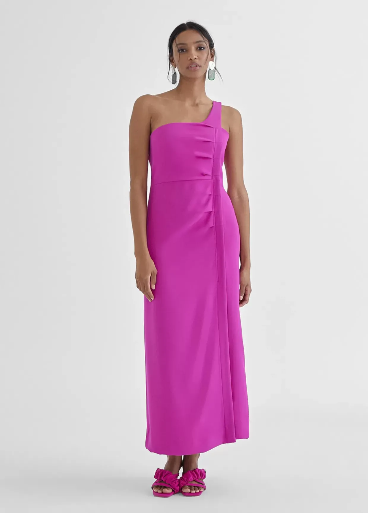 Vestido midi tirante asimétrico