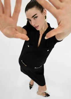 Vestido punto corto bolsillos LC