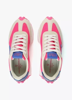 Zapatillas deportivas azul y rosa flúor